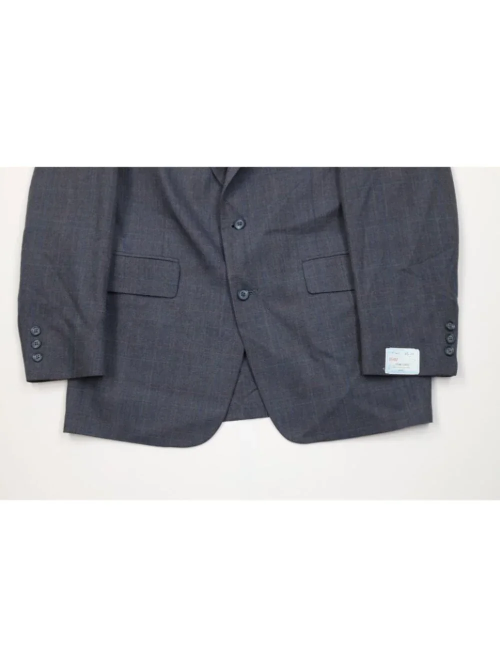 Deadstock Vintage 70s Mens 41R 2 Piece Wool Suit Blue Plaid Wide Leg 35x32 USA